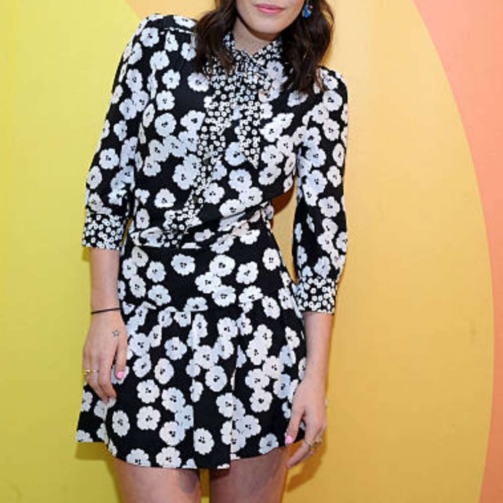 Pam & Gela Floral Mini Dress Black White Ruffles Size Large